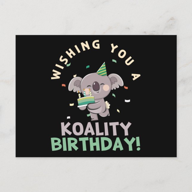 Cartão Postal Desejo-Te Um Aniversário De Koala (Frente)