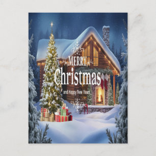 Cartão Postal Desejos Brilhantes para um Natal Alegre