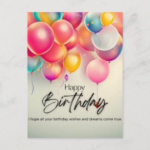 Cartão Postal Desejos Coloridos de Aniversário