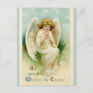 Cartão Postal Desejos da Páscoa de Anjo Vintage