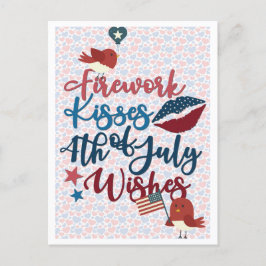 Cartão Postal Desejos de 4 de julho, um Patriótico Fofo