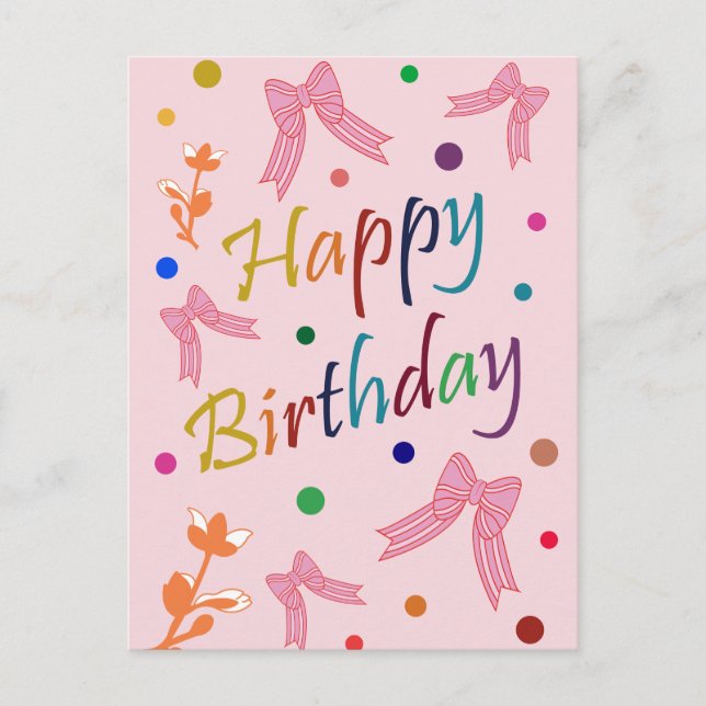 Cartão Postal Desejos de aniversário (Frente)