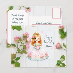 Cartão Postal Desejos de Aniversário de Princesa