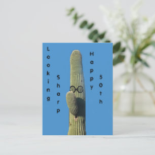 Cartão Postal Desejos de Aniversário Divertidos Cacto Humor