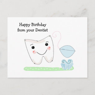 Cartão Postal Desejos de Aniversário do Dentista