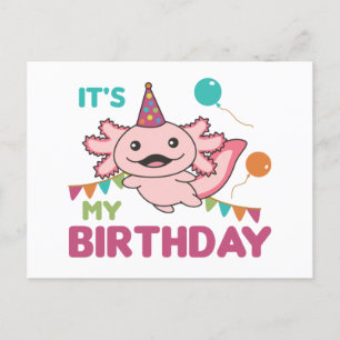 Cartão Postal Desejos de Axolote É Meu Aniversário Postagem Fofo