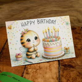Cartão Postal Desejos de Feliz Aniversário Bee-líficos