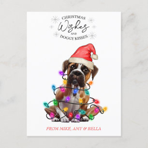 Cartão Postal Desejos de Natal Cachorro Beijos de Cachorrinho Pe