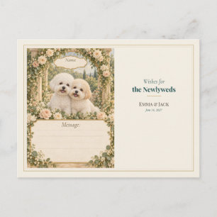 Cartão Postal Desejos do Livro de Visitas do Casamento Bichon Fr