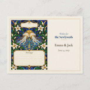 Cartão Postal Desejos do Livro de Visitas do Casamento de Água-V