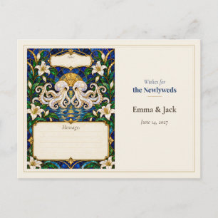 Cartão Postal Desejos do Livro de Visitas do Casamento de Polvo
