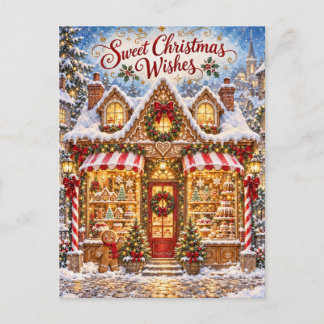 Cartão Postal Desejos Doces de Natal Padaria de Biscoito de Geng