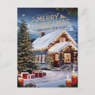 Cartão Postal Desejos Festivos em Snowy Wonderland