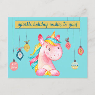 Cartão Postal Desejos Rosa do Unicórnio Sparkle