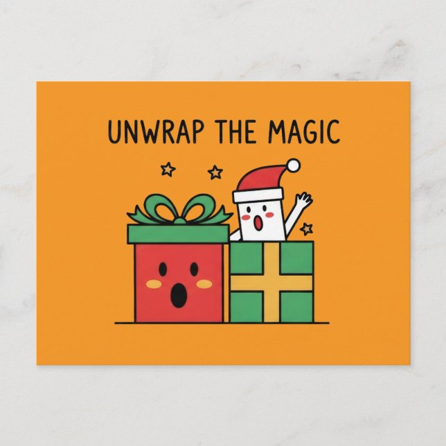 Cartão Postal Desembrulhar o Natal Mágico (Frente)