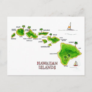 Cartão postal desenhado à mão das Ilhas Havaianas