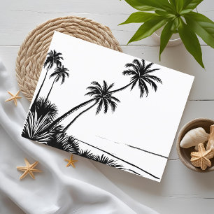 Cartão Postal Desenho à Caneta da Praia com Palmeira