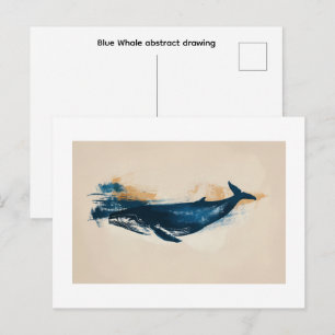 Cartão Postal Desenho abstrato de Baleia Azul Pequeno