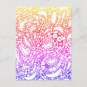 Cartão Postal Desenho Abstrato Quadrado de Círculos Ondulados Mu