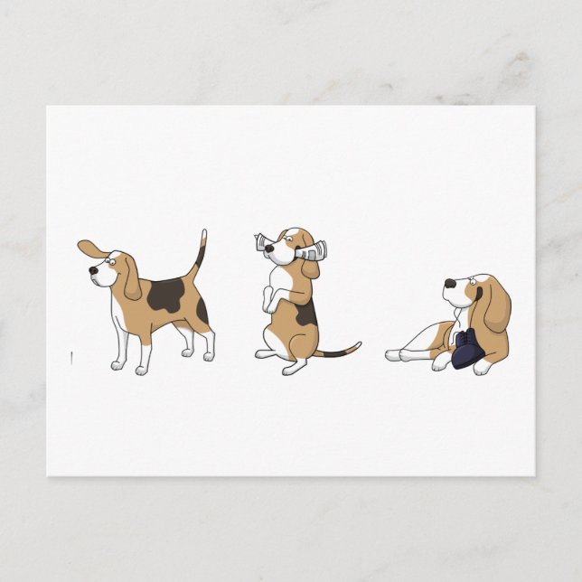 Cartão Postal desenho animado 2 de walker coonhound (Frente)