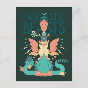 Cartão Postal Desenho Animado Criaturas Fantásticas Emergem da M