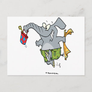 Cartão Postal desenho animado de elefante do tempo de praia