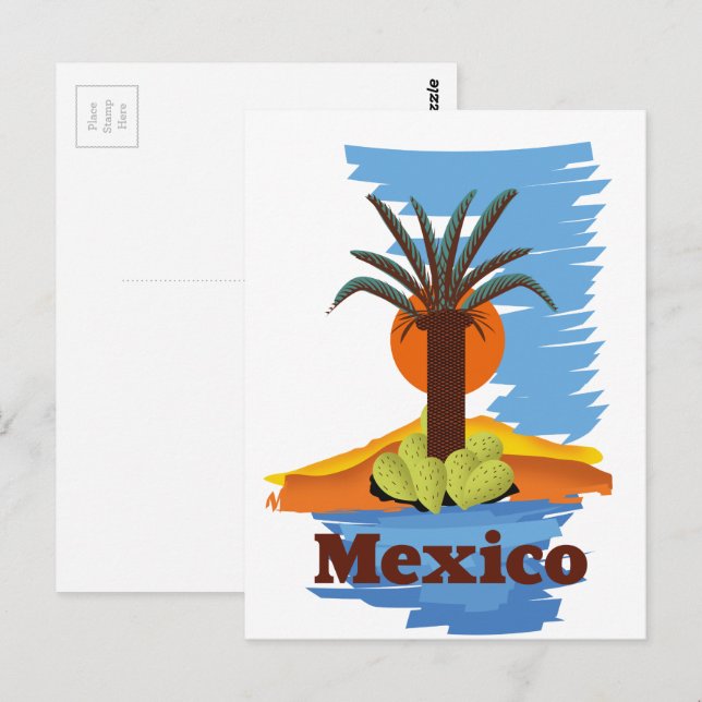 Cartão Postal Desenho animado de palmeira mexicano vintage (Frente/Verso)