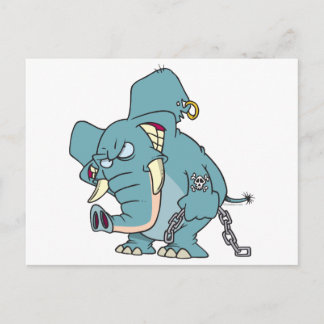 Cartão Postal desenho animado do elefante de badass