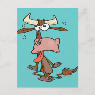 Cartão Postal desenho animado por bobo de vaca castanha
