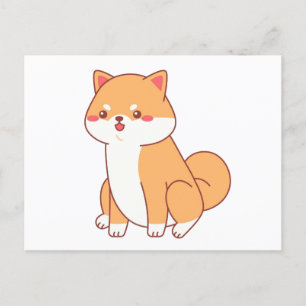 Cartão Postal desenho animado sobre shiba inu