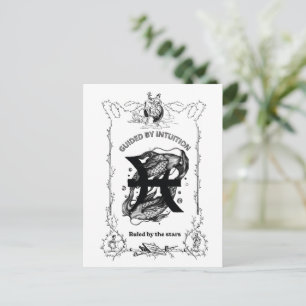 Cartão Postal Desenho Celestial Intuição de Peixes
