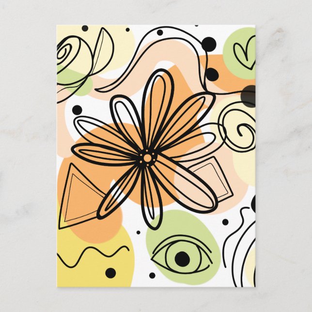 Cartão Postal Desenho Colorido de Abstrato (Frente)