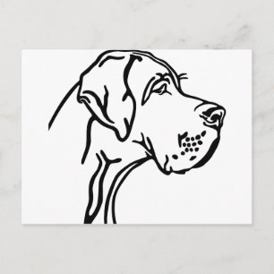 Cartão Postal Desenho da cabeça de um Great Dane