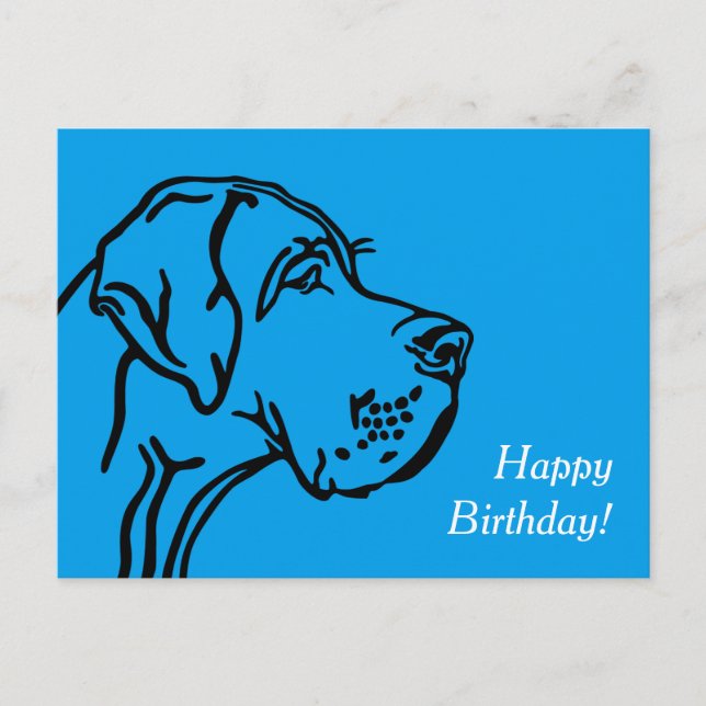 Cartão Postal Desenho da cabeça do Great Dane (Frente)