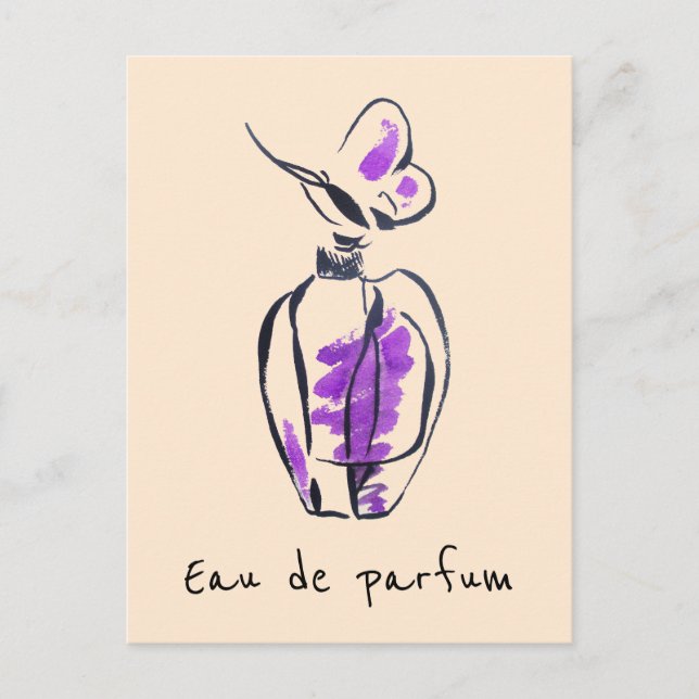 Cartão Postal Desenho da garrafa Perfume, ilustração Eau de parf (Frente)