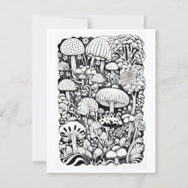 Cartão Postal Desenho da linha do cogumelo
