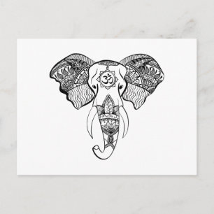 Cartão Postal Desenho da linha elefante