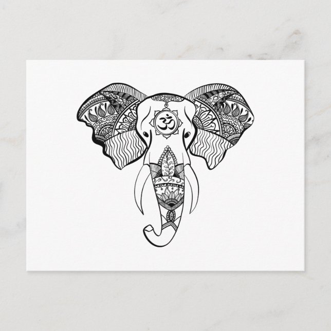 Cartão Postal Desenho da linha elefante (Frente)