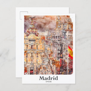 Cartão Postal Desenho Da Mão D'Água Da Espanha De Arte De Madrid