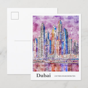 Cartão Postal Desenho da Mão d'água Viagem UAE de Dubai