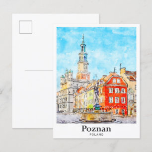 Cartão Postal Desenho Da Mão De Desenho Da Viagem Poznan