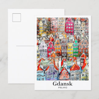 Cartão Postal Desenho Da Mão De Desenho De Viagem De Gdansk