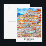 Cartão Postal Desenho Da Mão De Viagem Aquarela De Coimbra Portu<br><div class="desc">Ilustração Desenhada Da Mão De Desenho Da Coimbra Portugal Viagem Watercolor</div>