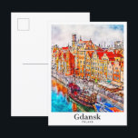 Cartão Postal Desenho Da Mão De Viagem De Gdansk<br><div class="desc">Ilustração Desenhada Da Mão De Desenho De Viagem De Gdansk</div>