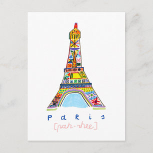 Cartão Postal Desenho da Ponta do Felt de Paris