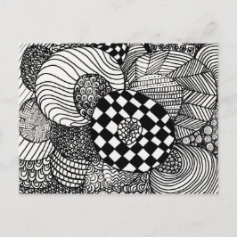Cartão Postal Desenho da porta do zero preto e branco