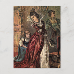 Cartão Postal Desenho da Vintage: Cinderela e as Irmãs Mau