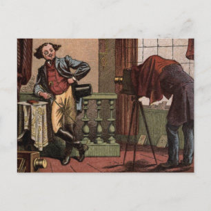 Cartão Postal Desenho da Vintage: Fotógrafo antigo