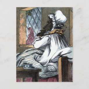 Cartão Postal Desenho da Vintage: O Lobo nas roupas da vovó