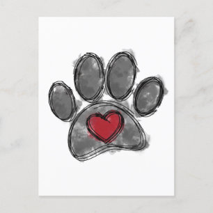 Cartão Postal Desenho de Amante de Cachorro em Aquarela